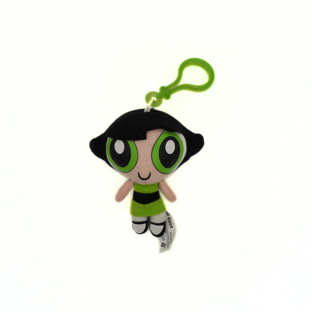 Plush keychain with character design on a white background