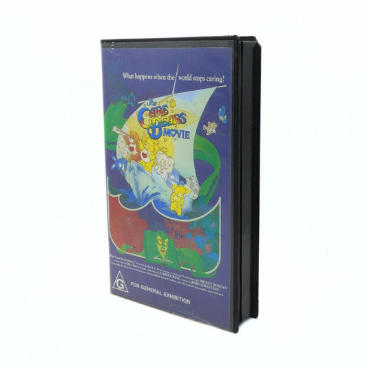 VHS tape cover with colorful graphics and text on a white background