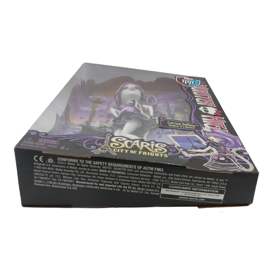 Box for a toy figure with 'Scaris City of Frights' branding on a white background