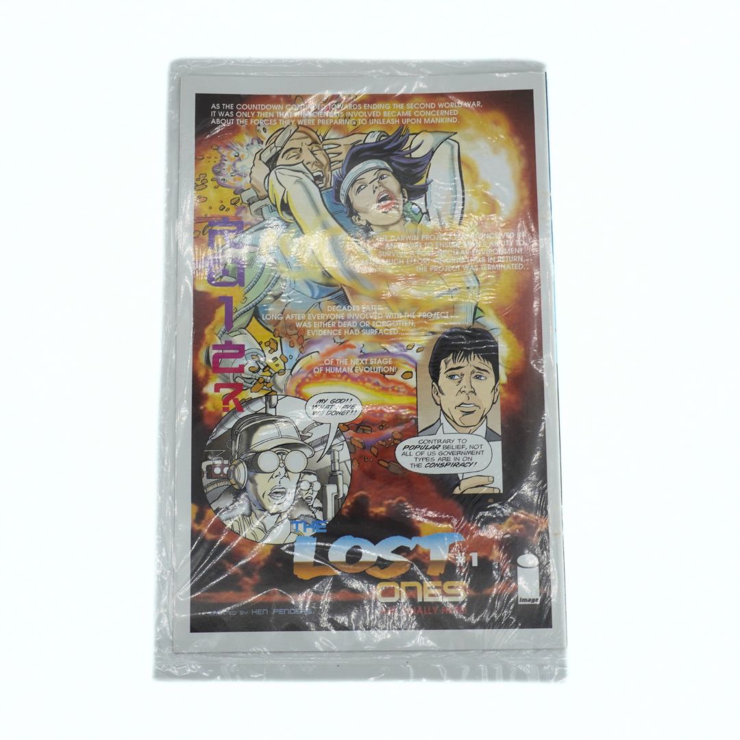 Comic book-style packaging with characters and text, featuring a colorful design.