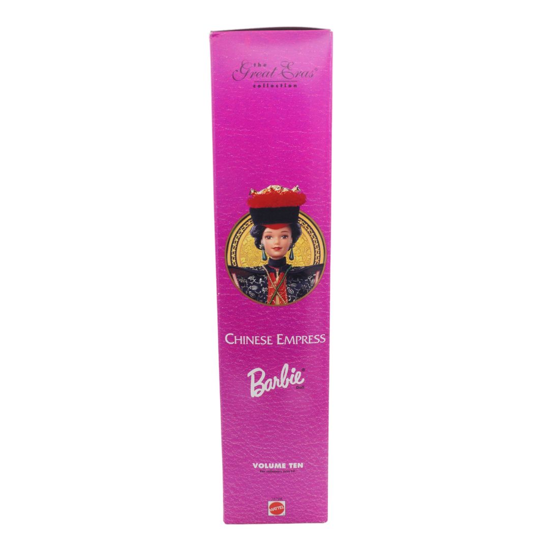 Barbie packaging for a 'Chinese Empress' doll in a pink box on a white background