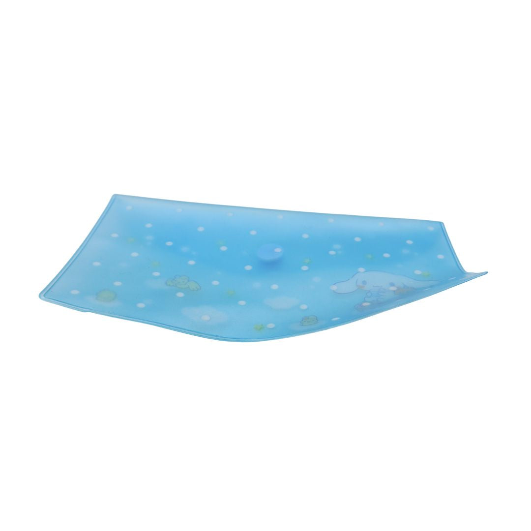 A blue pouch by Sanrio featuring Cinnamoroll and little yellow birds
