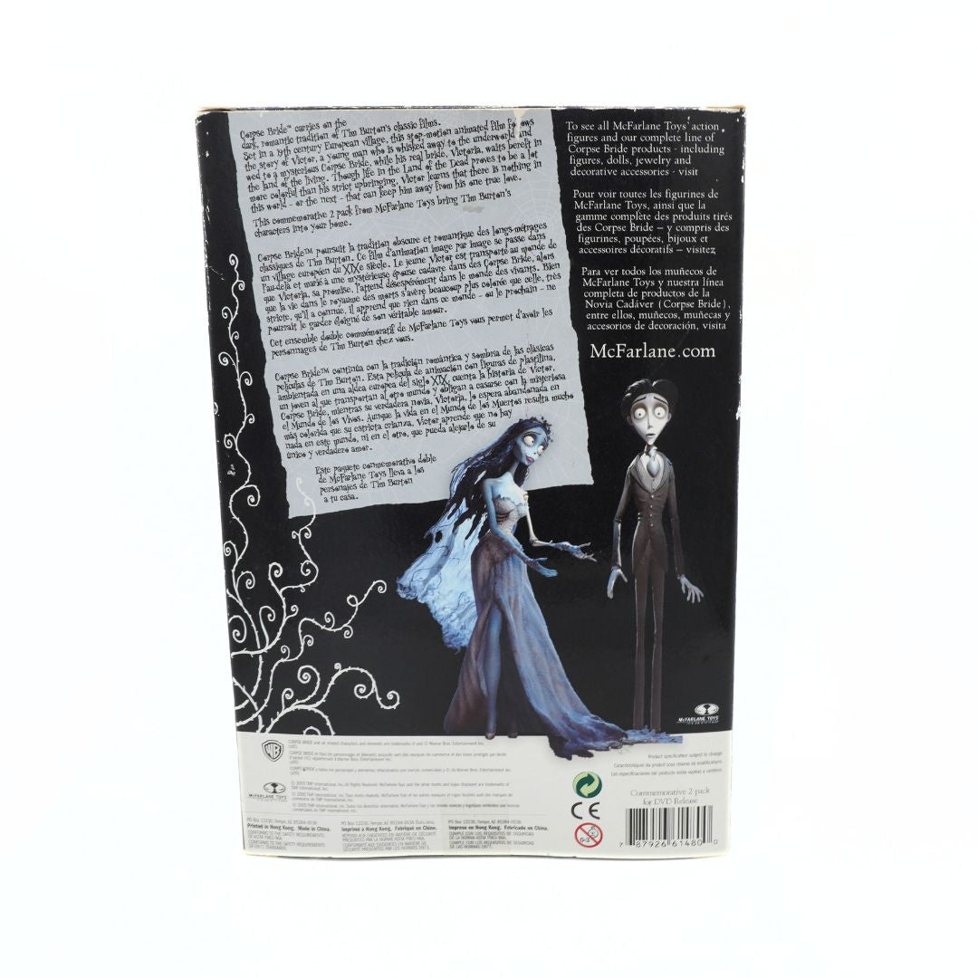 Photo of the back of a vintage rare 2005 The Corpse Bride figure set in box