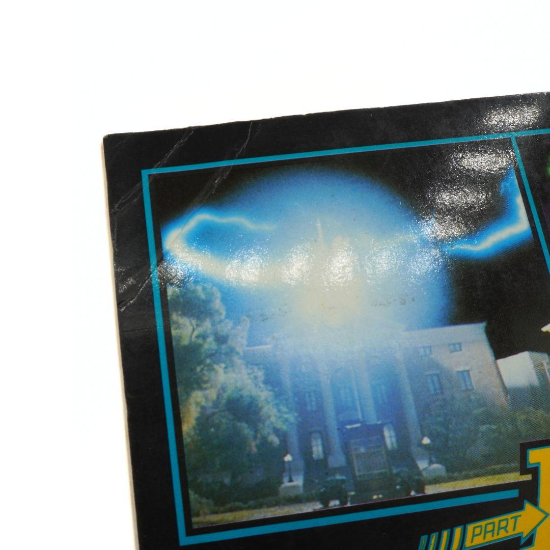 Vintage book cover with a blue light effect and building illustration