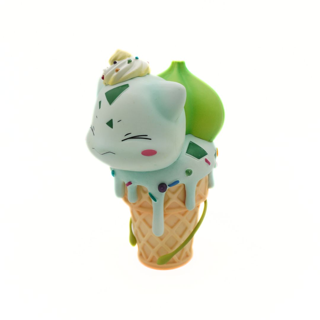Toy figure of a character in an ice cream cone on a white background