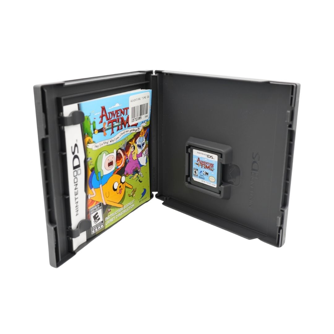 Nintendo DS Adventures of Jake pack in a black plastic clamshell case, shown open to display the game cartridge and insert card on a white background.