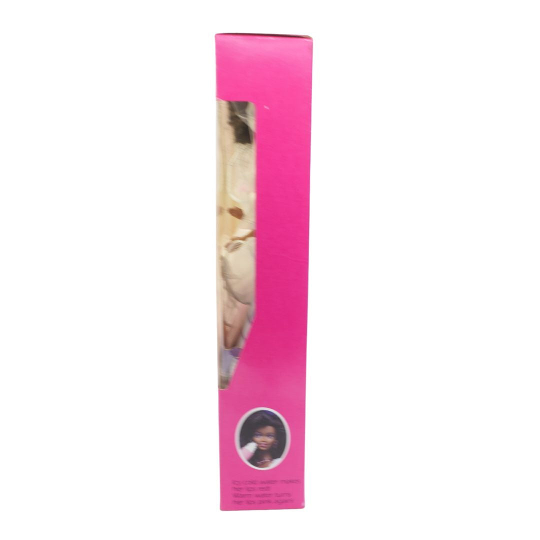 Pink packaging tube with a product inside on a white background