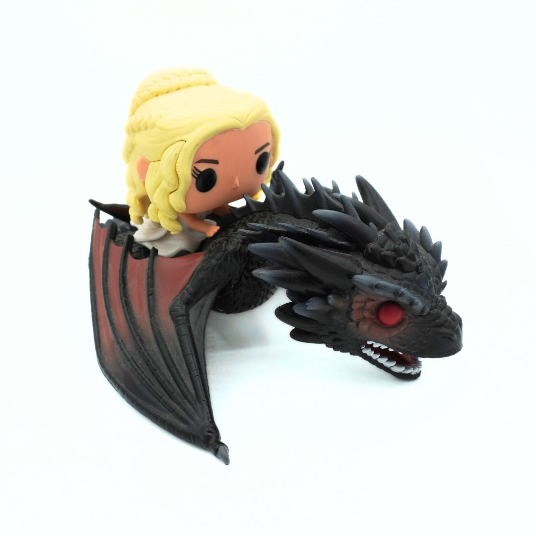 Funko Pop! vinyl figure of Dany riding Drogon from Game of Thrones, shown on a clean white background.