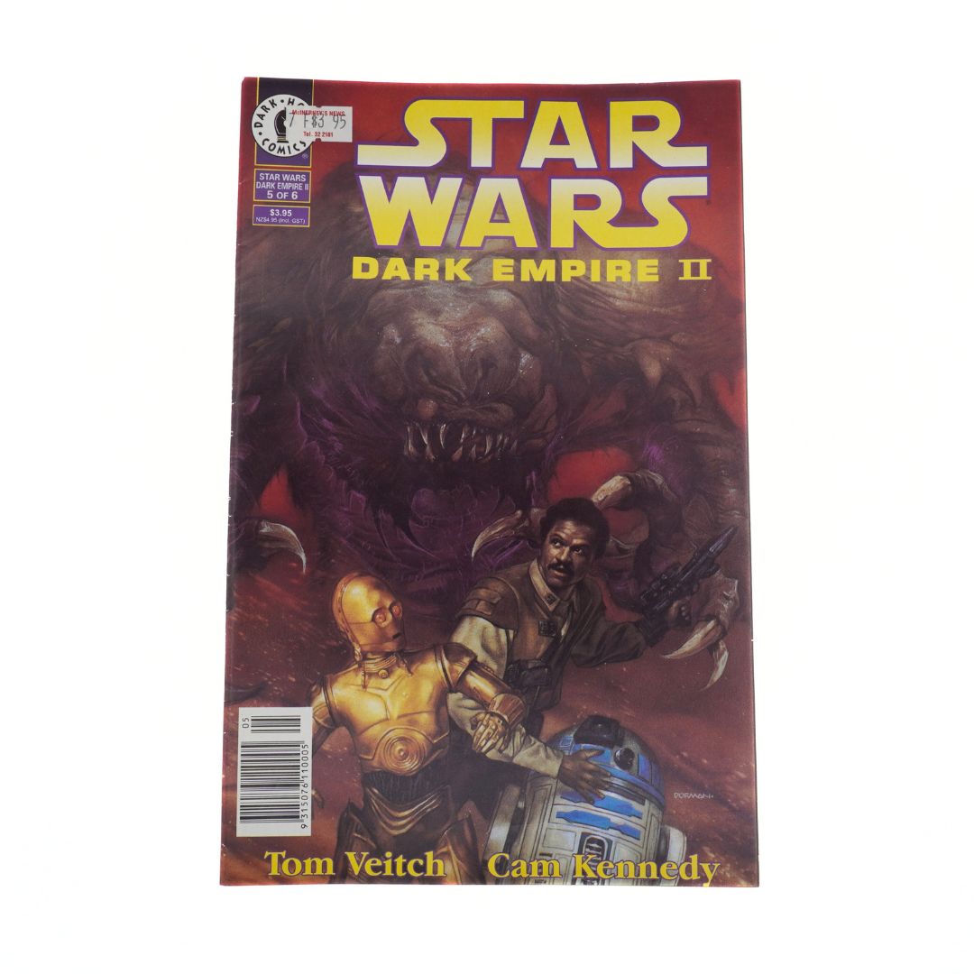 Comic book cover of 'Star Wars: Dark Empire II' with characters and creature on a white background