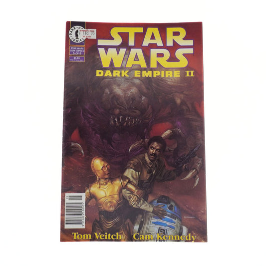 Comic book cover of 'Star Wars: Dark Empire II' with characters and creature on a white background