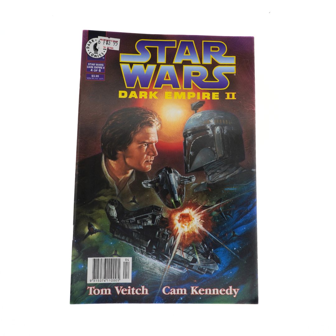 Comic book cover of 'Star Wars: Dark Empire II' featuring a character facing off against a helmeted figure.