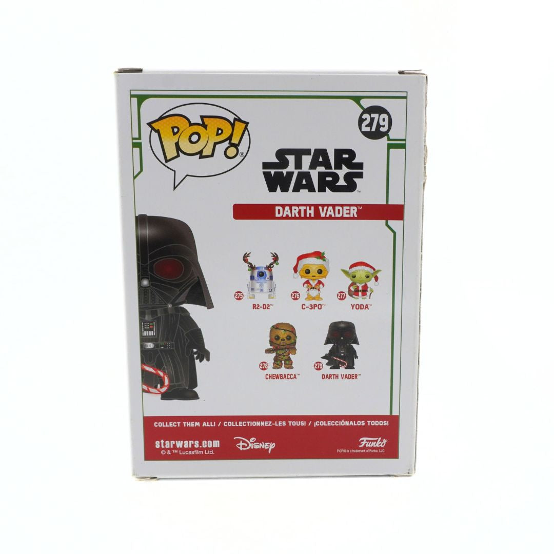 Box packaging for a Funko Pop! Darth Vader figure with branding and product details.