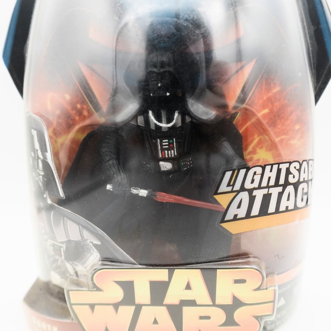 Closeup of the Darth Vader figurine in its original packaging