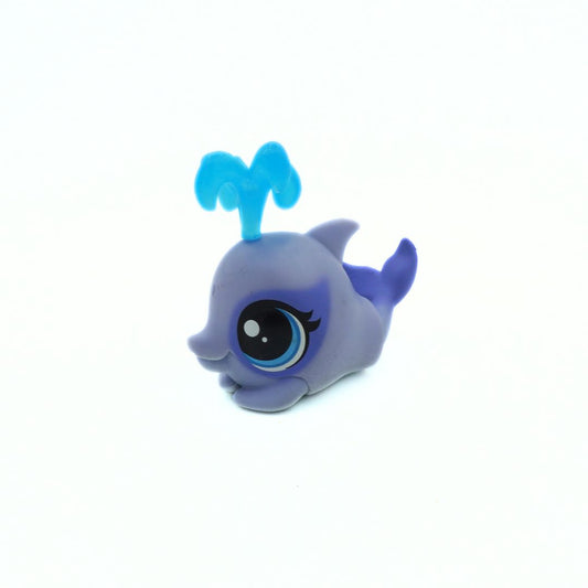 Small blue and gray toy figure on a white background