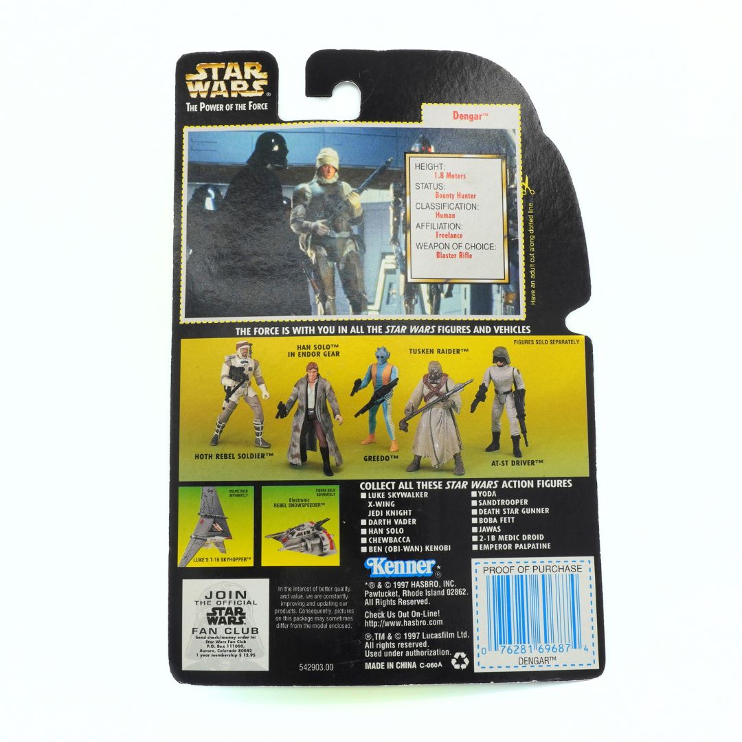 Star Wars action figure packaging with character illustrations and branding.