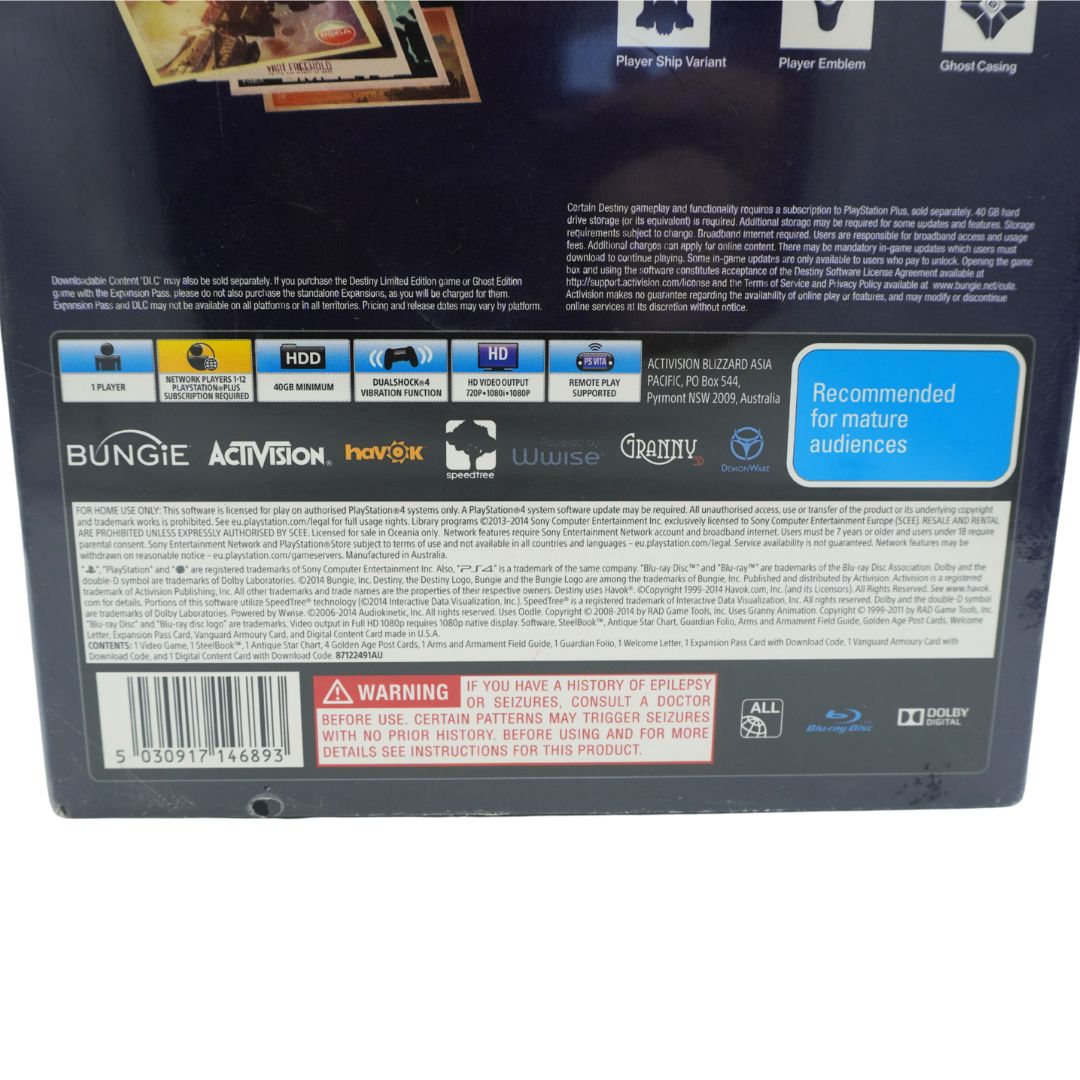 Image of a barcode and branding on a boxed Playstation game wrapped in plastic