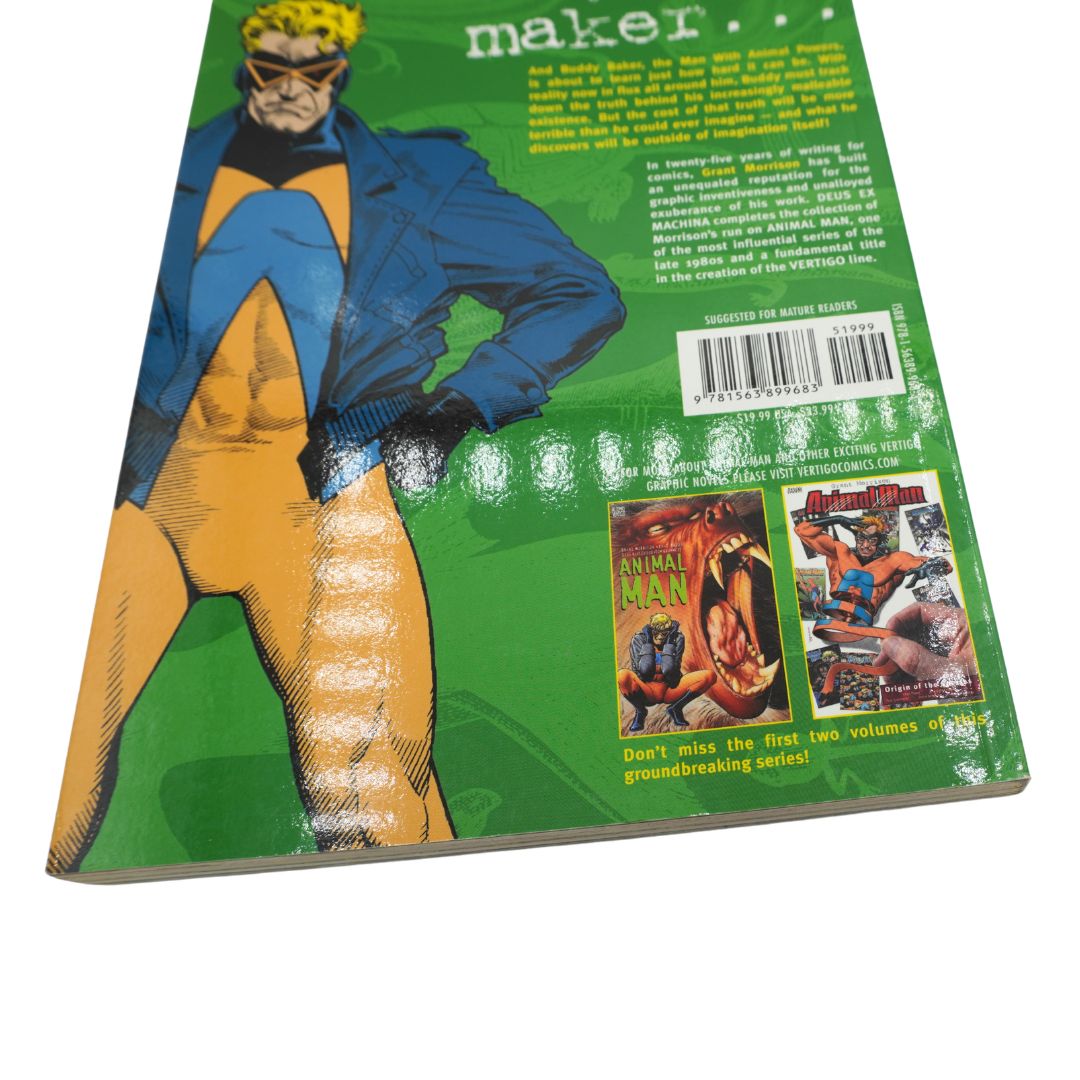 The back cover of a comic book Animal Man Deus Ex Machina