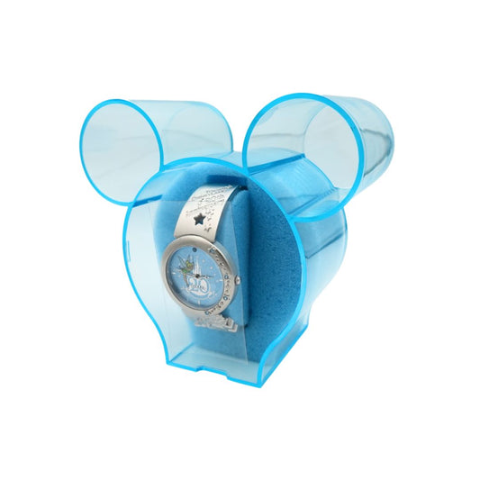 Photo of the Tokyo Disney Resort Tinkerbell watch inside a blue acrylic Mickey Shaped box