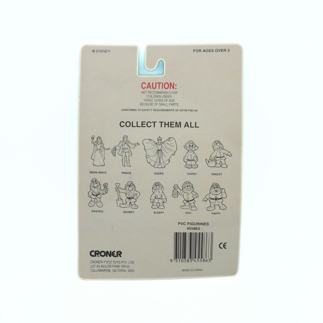 Back of a packaging for Disney figurines with illustrations and branding details.