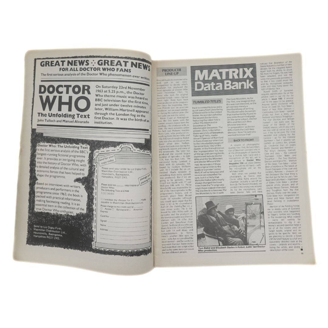 Internal pages from the Doctor Who Magazine #110