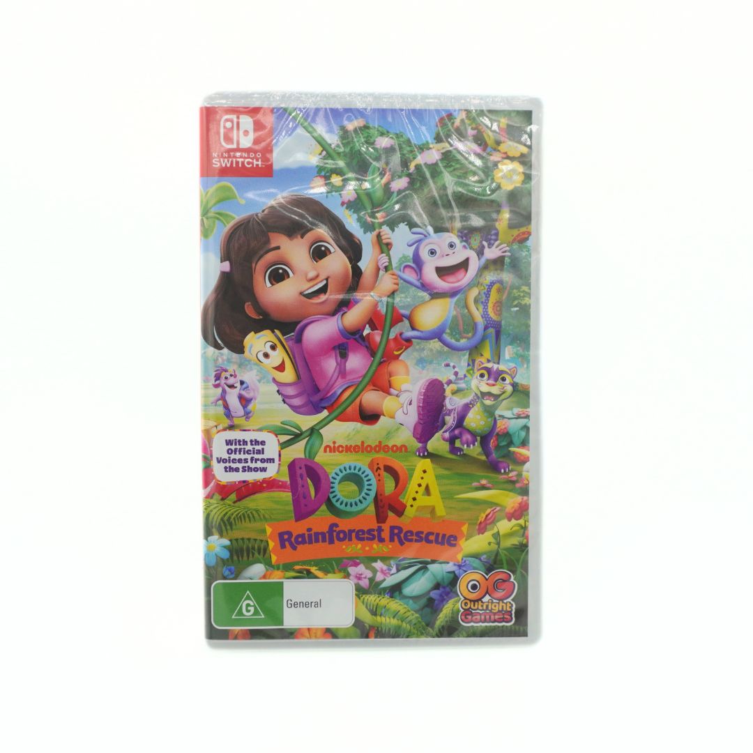 Front cover of a Nintendo Switch game featuring Dora the Explorer on a white background