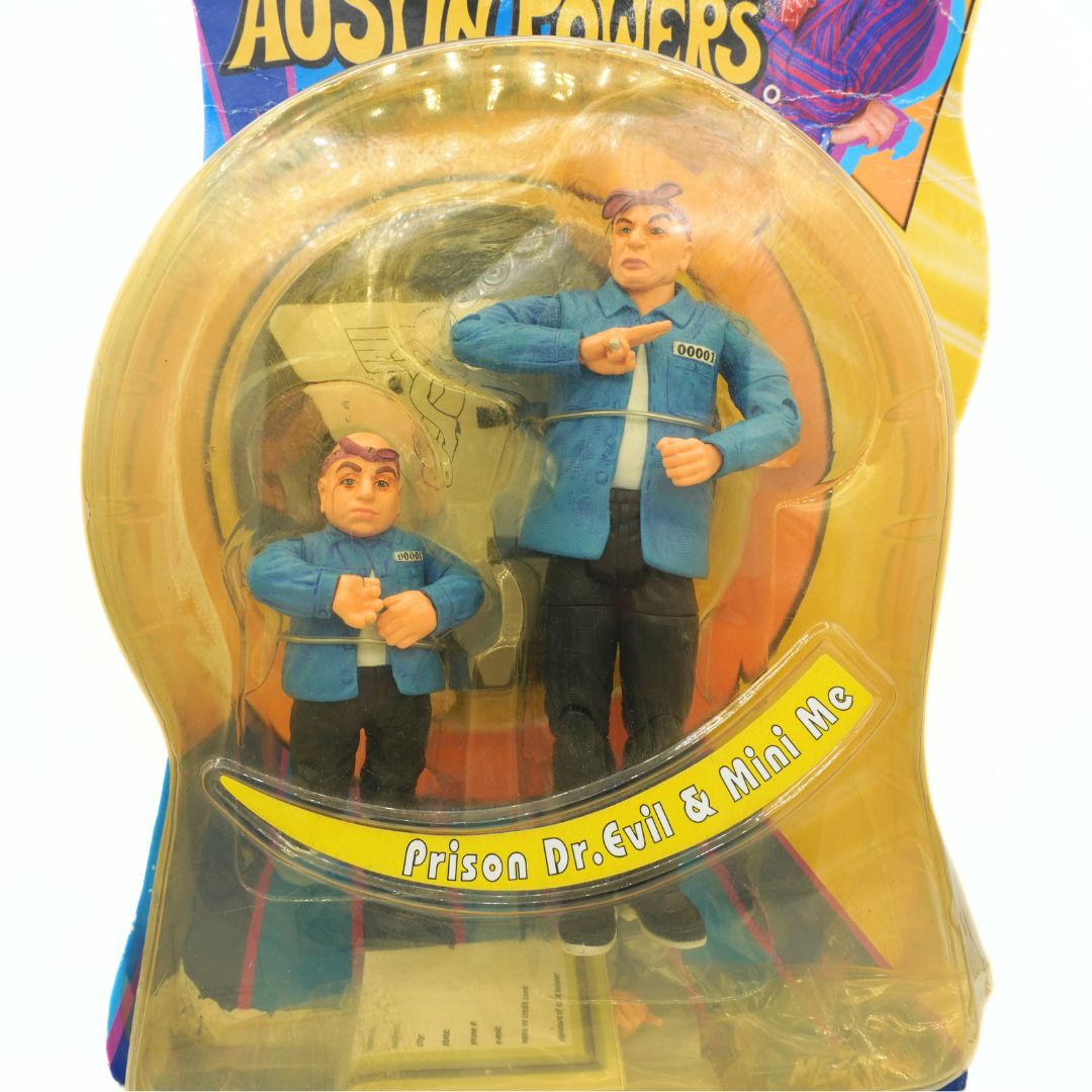 Toy figure set in packaging with 'Austin Powers' branding