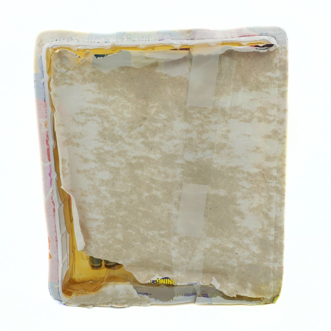 Rectangular paper product with a camouflage pattern on a white background