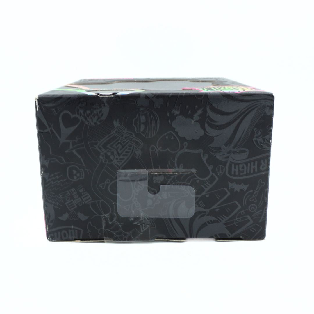 Black box with graphic design on a white background
