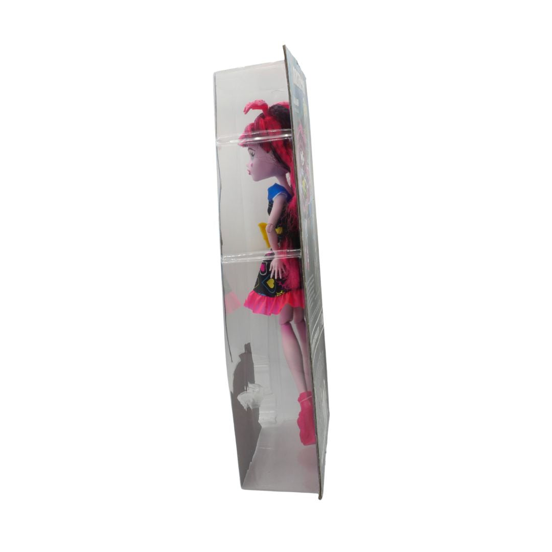 Toy figure in a packaging box on a white background