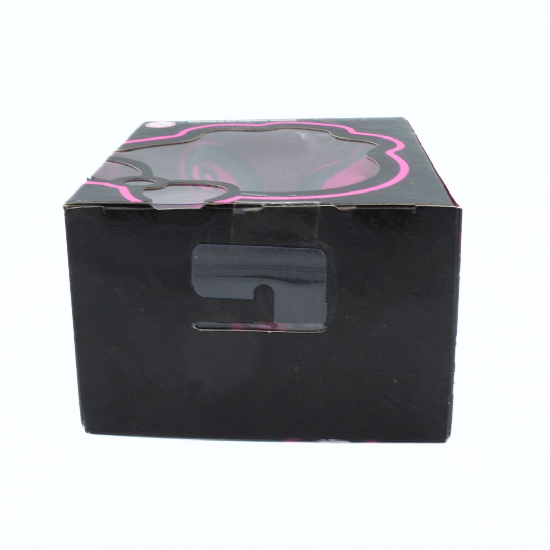 Black box with a clear window on a white background