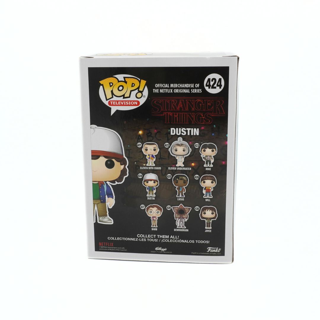 Funko Pop! Stranger Things Dustin figure packaging on a white background