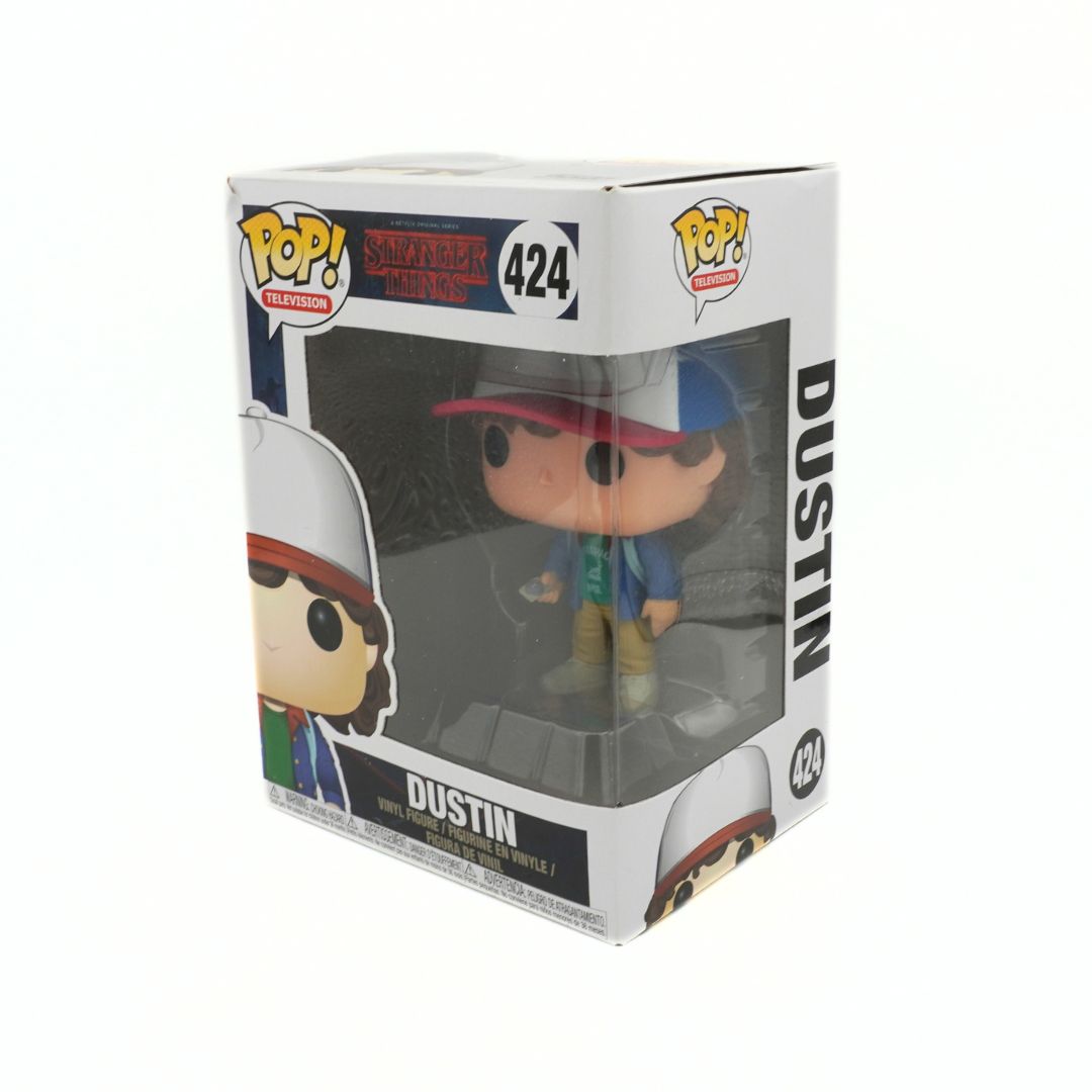 Funko Pop! packaging of Dustin from Stranger Things with clear window