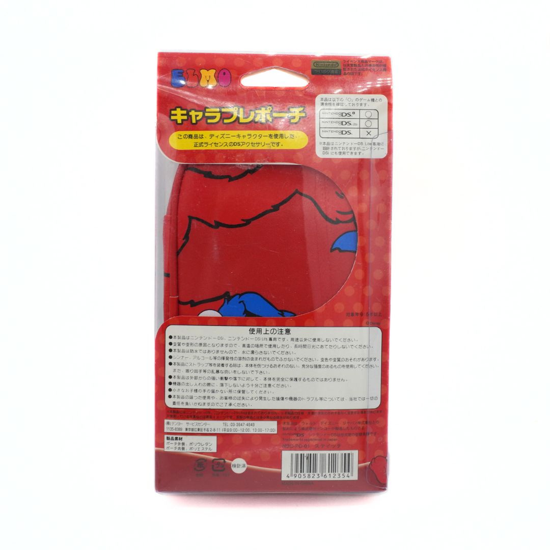 Red packaging with a character design on a white background