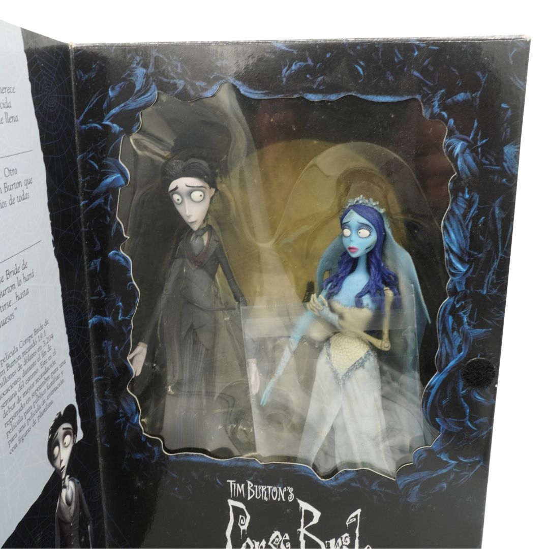 Close up phot of 2005 Corpse Bride dolls of Emily and Victor
