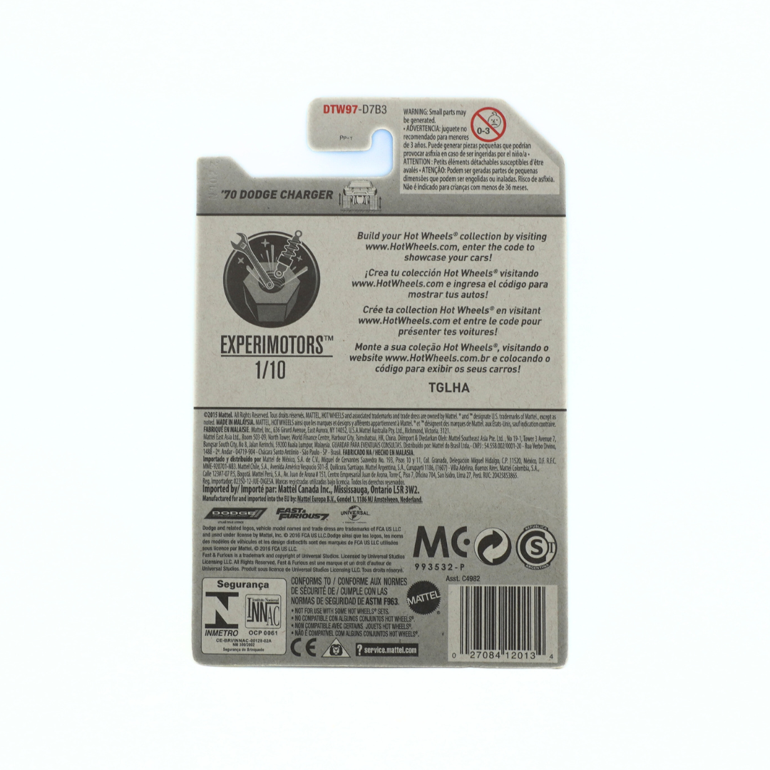 Back of a Hot Wheels packaging with branding and product details on a white background