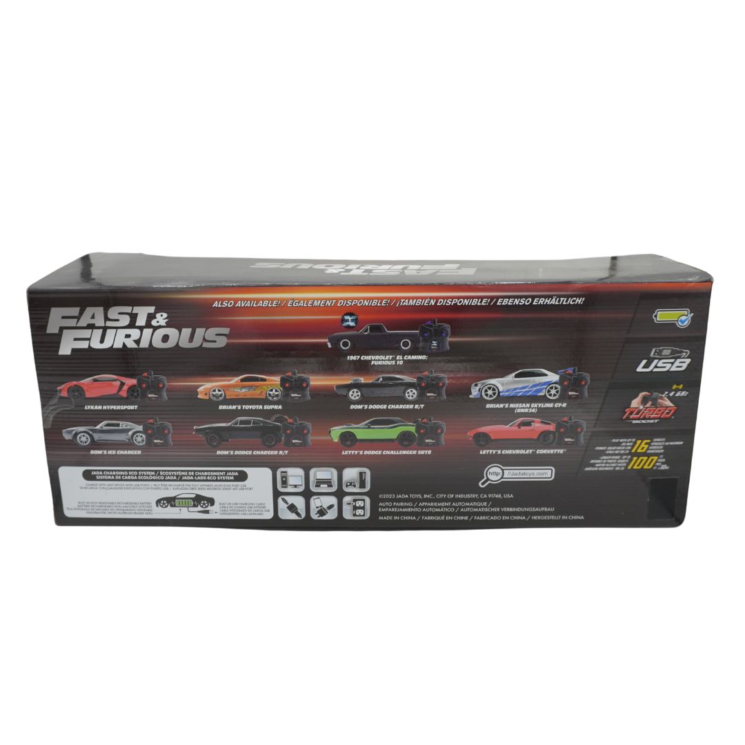 A boxed toy set for the Fast & Furious franchise, featuring multiple die-cast cars printed on the front of the retail packaging, photographed against a plain white background.