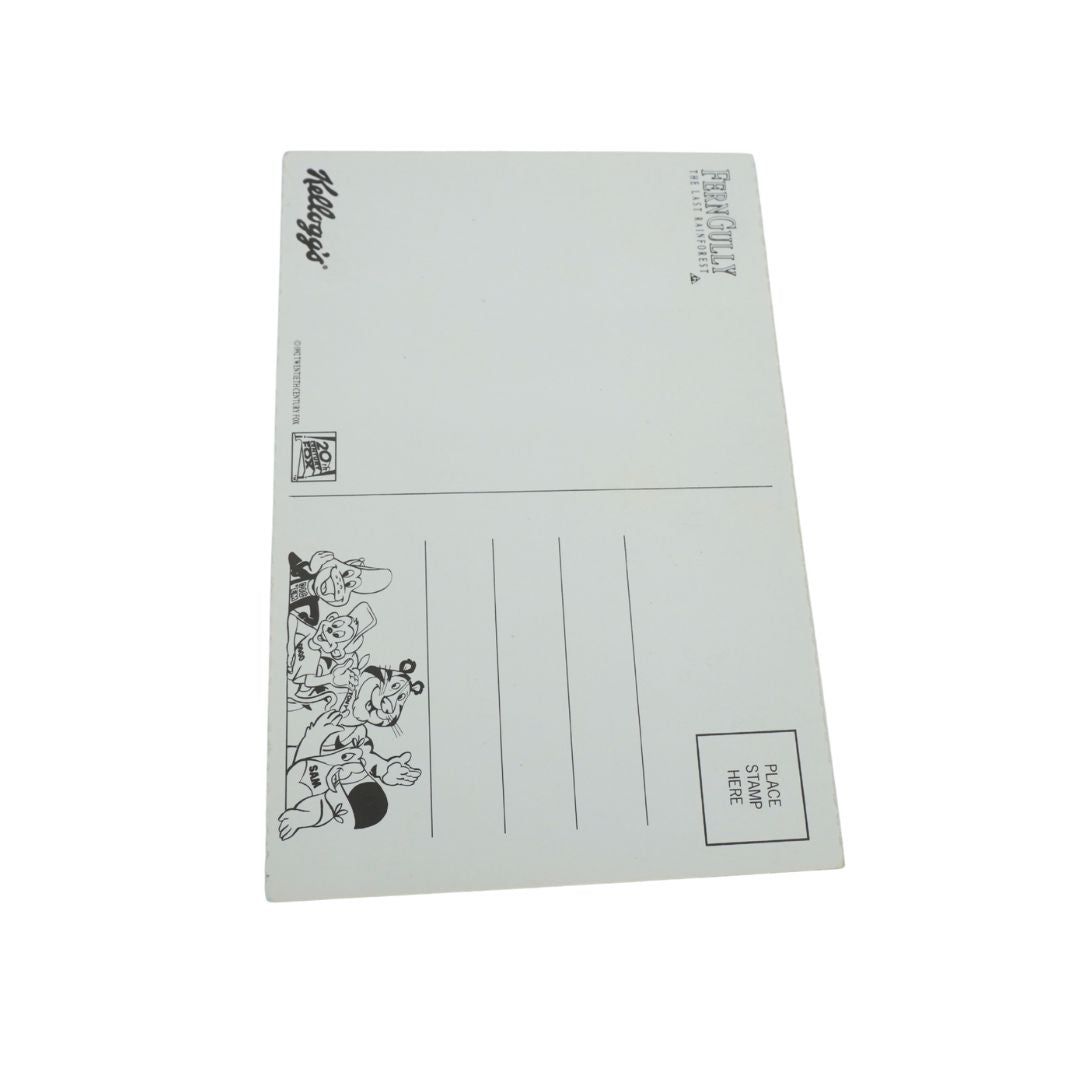 A white postcard with black printed text and cartoon illustrations, shown on a plain white background.