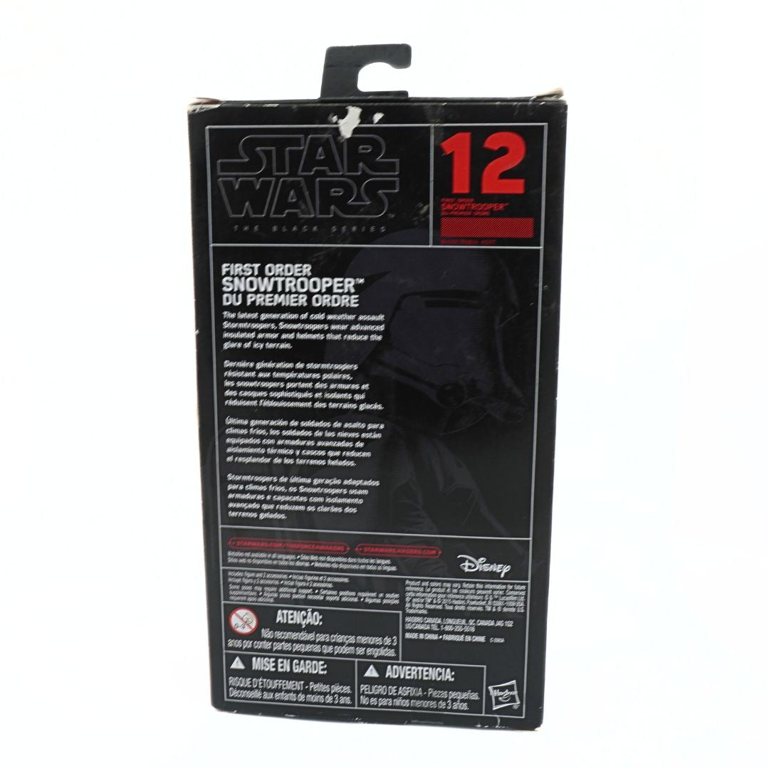 Star Wars First Order Snowtrooper packaging with black and white design