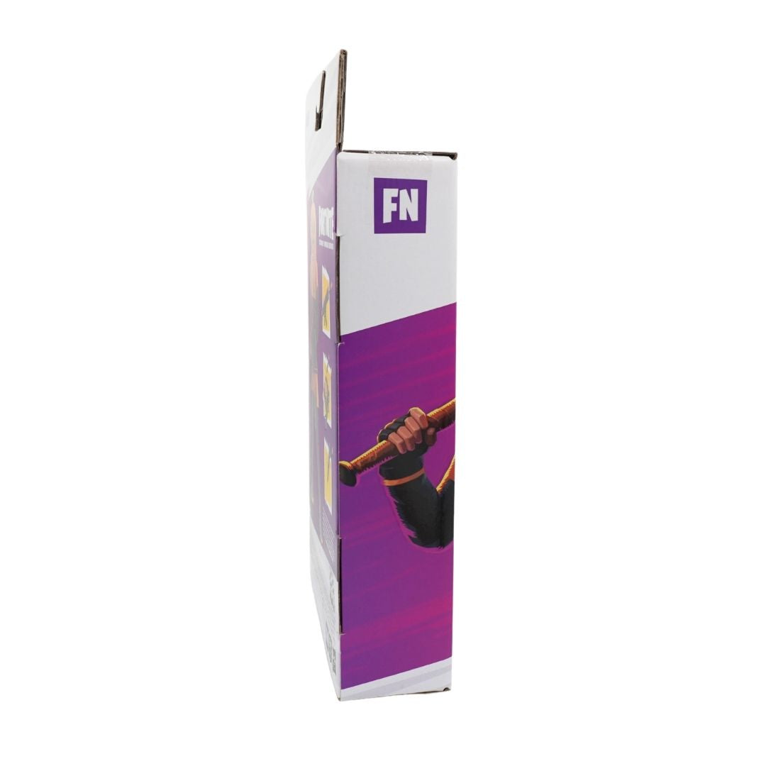 A tall, narrow product box shown upright against a plain white background. The box is mostly white with a large purple side panel featuring a graphic of a hand holding a baton and the letters 'FN' in a purple square near the top.