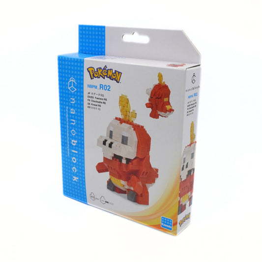 A boxed micro-block toy set featuring a red and white Pokémon character, shown in its retail packaging on a plain white background.