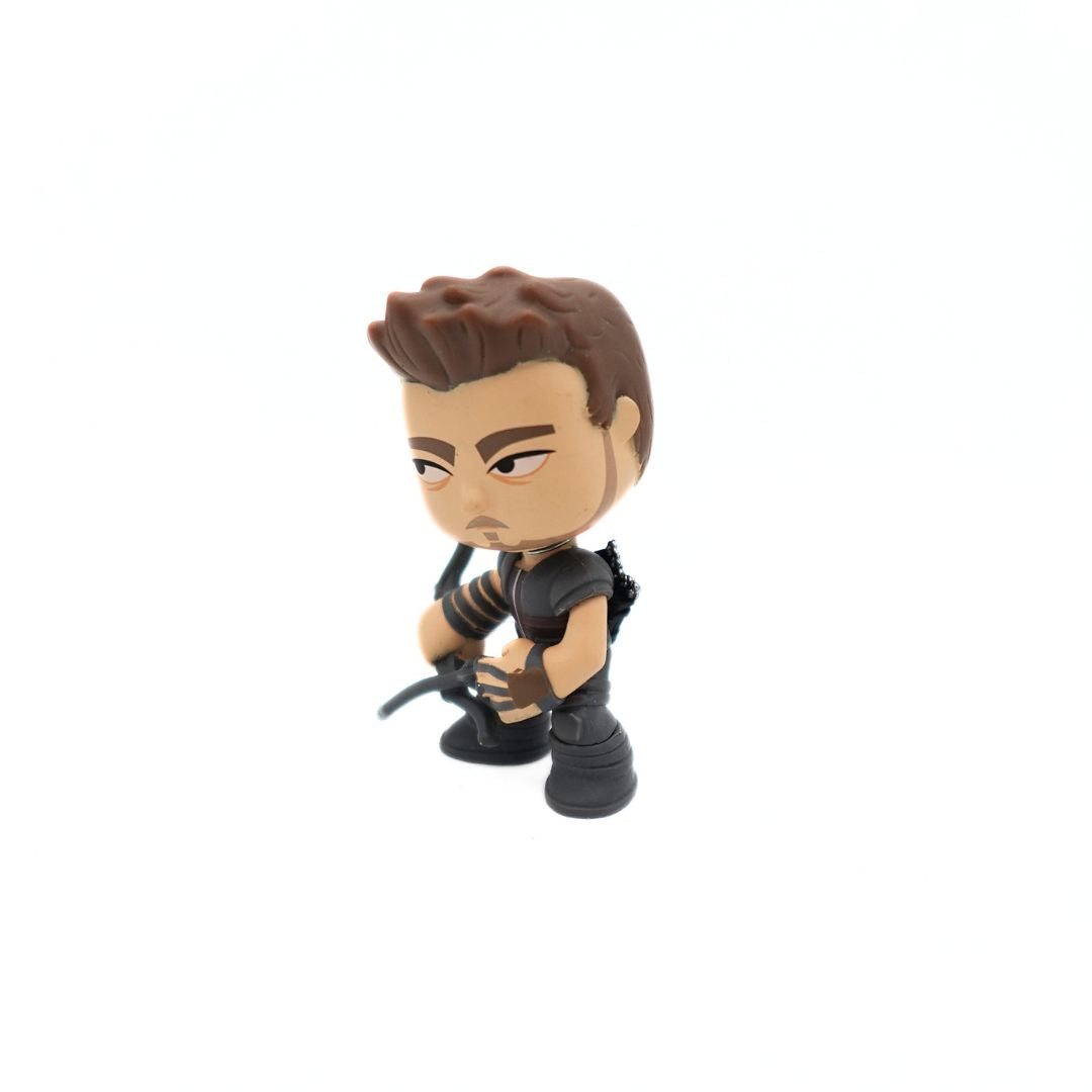 Photo of the Age of Ultron Hawkeye figurine released by Funko, wearing a black outfit with a black bow