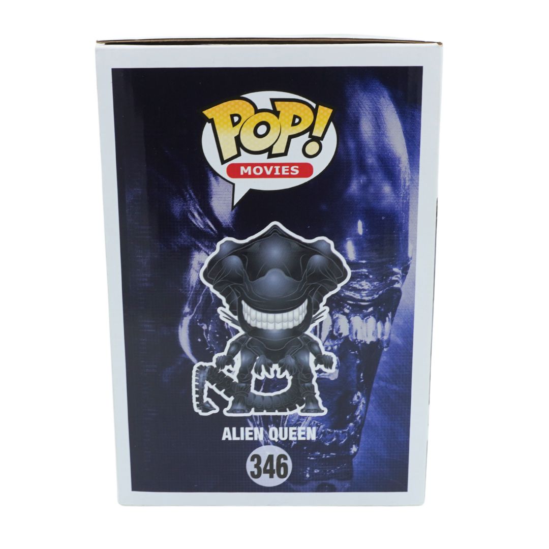 Funko POP! Movies Alien Queen vinyl figure box, number 346, featuring a stylized Alien Queen character on a dark blue and black background with the Funko POP! Movies logo at the top.