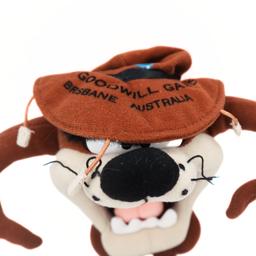 Photo of the Goodwill Games hat on a Taz Devil plush released for the 2001 Brisbane games