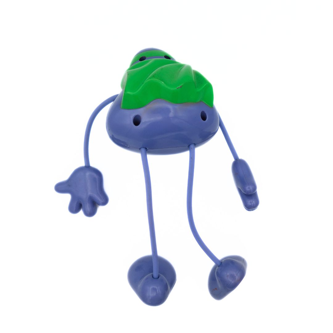 2004 McDonalds Happy Meal Grimace toy with long bendable legs with a green cape 