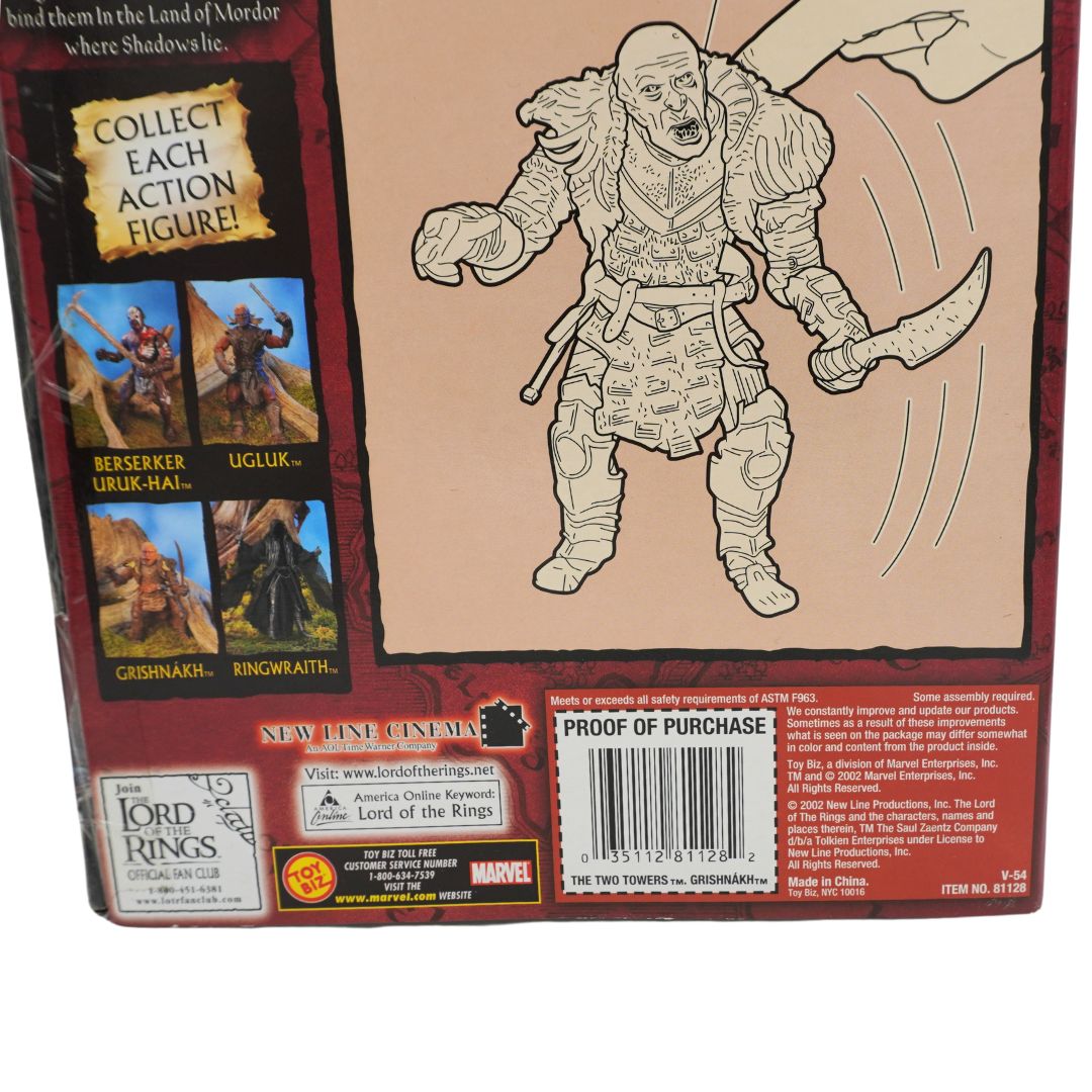 A front on photo of Grishnakh from Lord of the Rings in red and yellow packaging on a white background