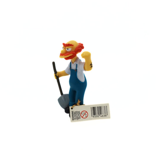 2005 Simpsons figurine showing Groundskeeper Willie with a shovel and blue overalls