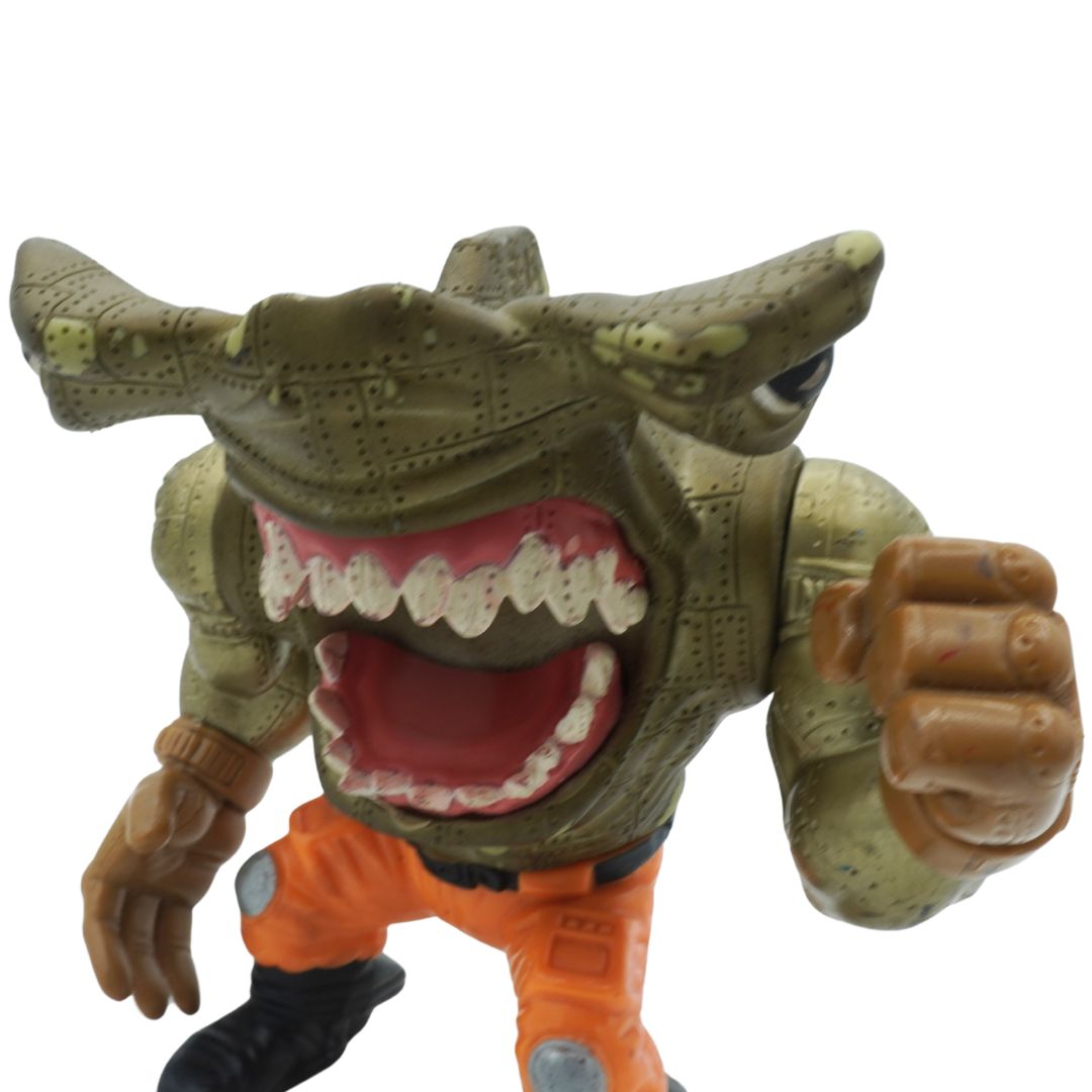 Toy figure with a fierce expression on a white background