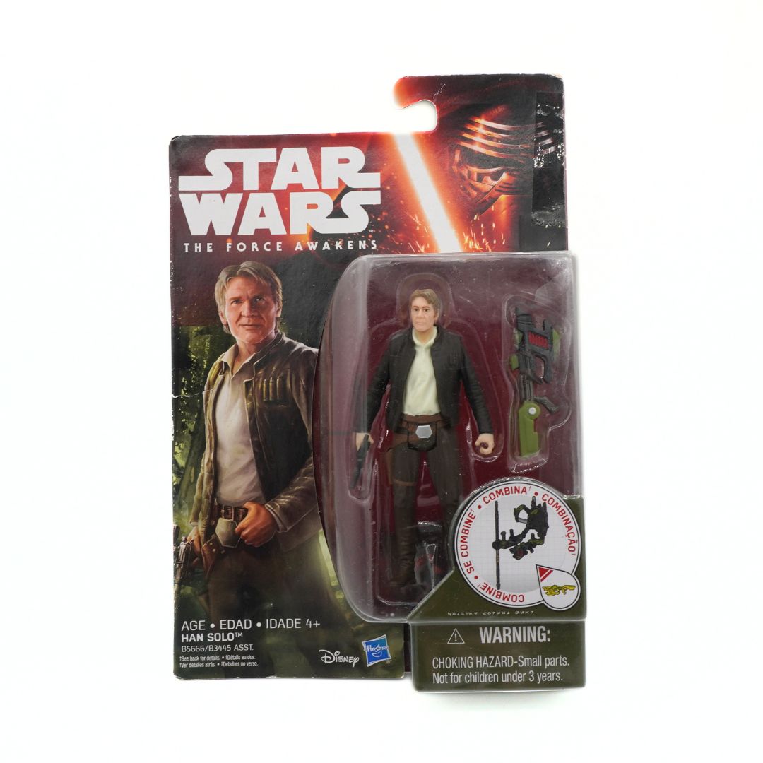 Star Wars action figure in packaging with 'The Force Awakens' branding