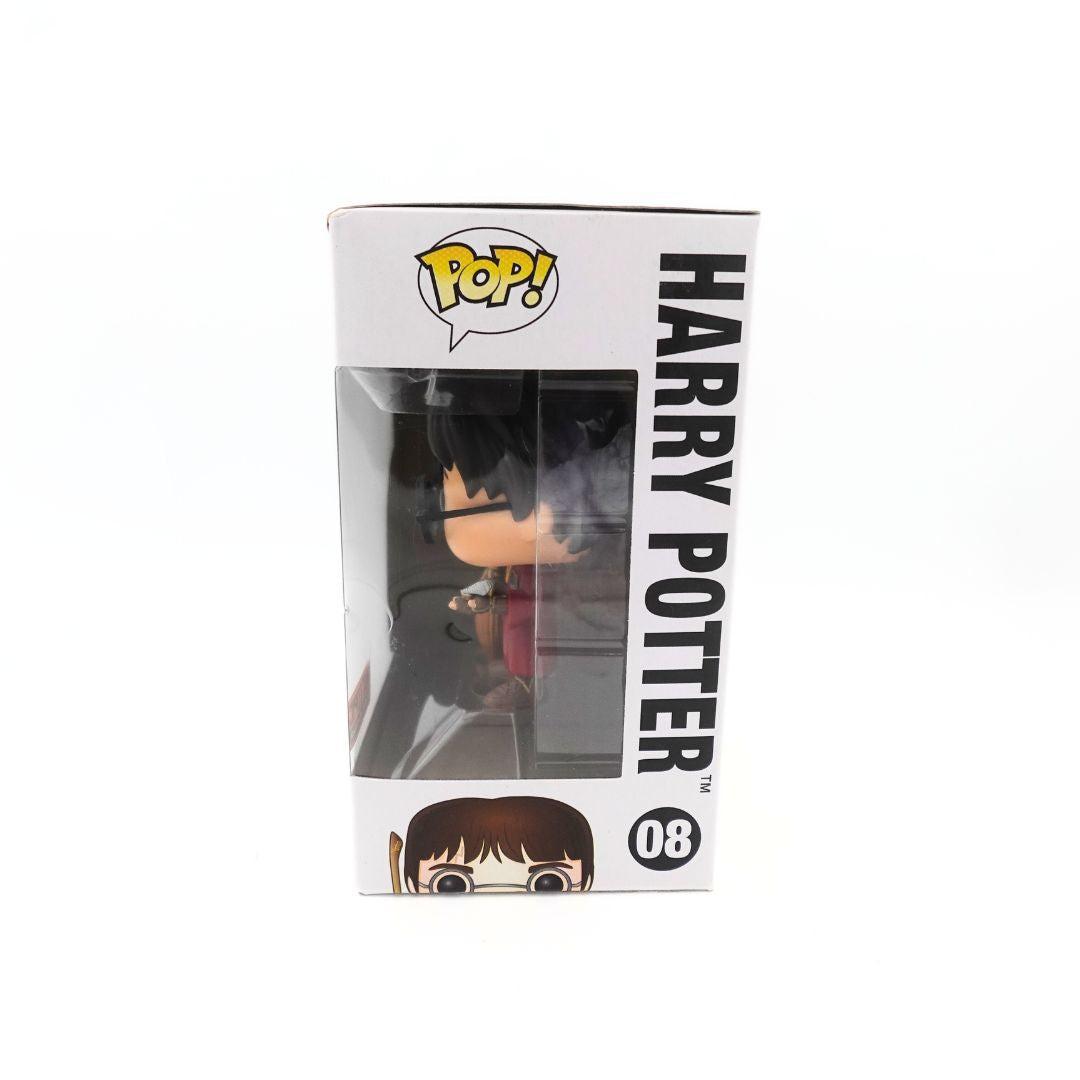 Side on photo of the Pop Vinyl Harry Potter 08 Funko Pop in his packaging, showing the side and number of his box