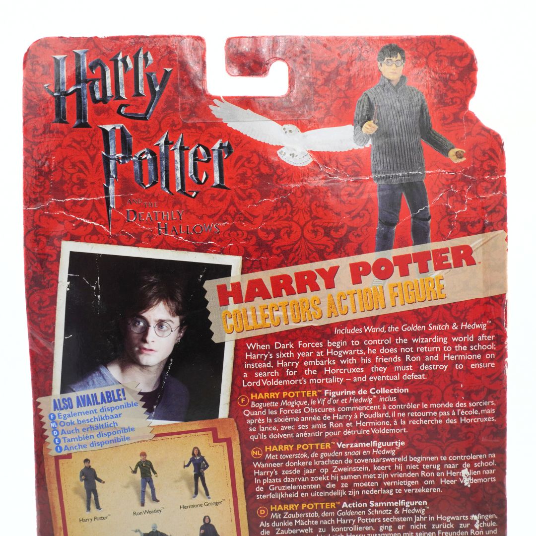 Harry Potter action figure packaging with character illustration and text details.